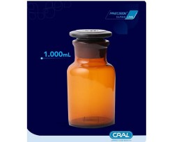 Frasco Reagente Alcalino Âmbar Boca Larga Rolha De Vidro - 1.000 Ml - Cral